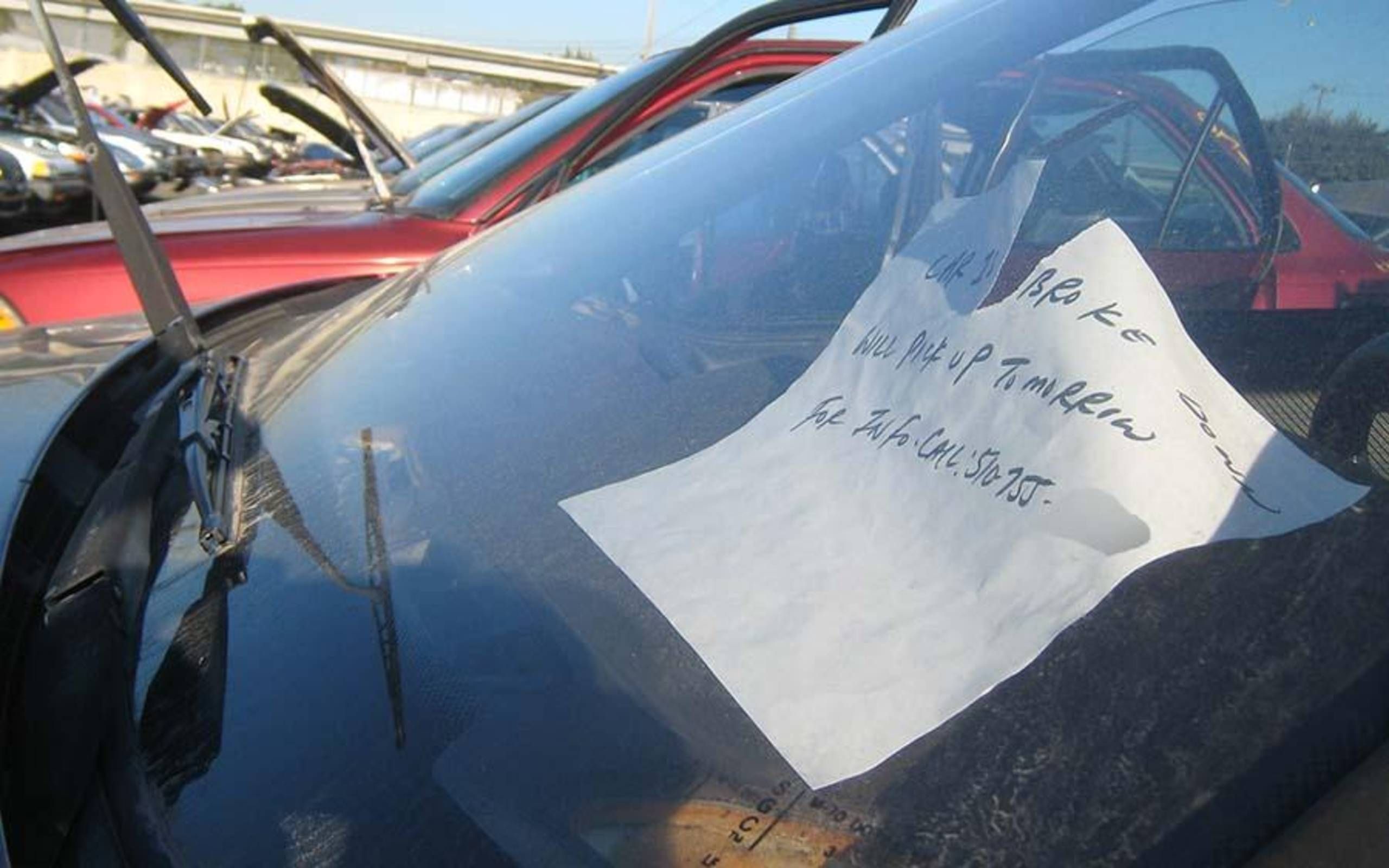 Will a note on your illegally parked car keep it from getting towed?
