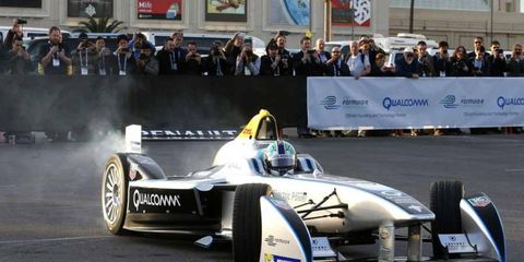 The Venturi Grand Prix team is part of the new Formula One series. Seen here is the new Spark-Renault SRT-O1E car.