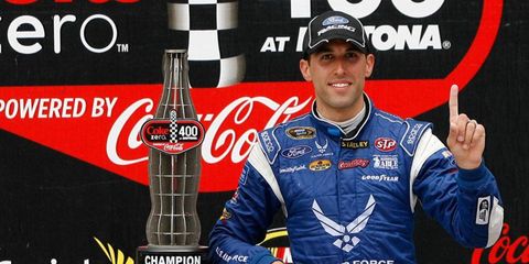 Aric Almirola moved into the Chase discussion with a rain-shortened win at Daytona International Speedway.