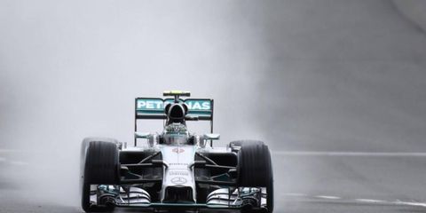 Rain couldn't slow down Mercedes' Nico Rosberg, who took the pole for the British Grand Prix.