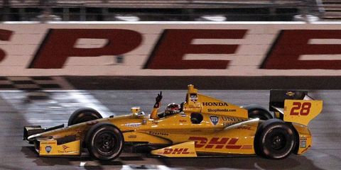 Ryan Hunter-Reay rode fresh tires to an IndyCar Series win on Saturday night in Iowa.