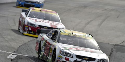 Dale Earnhardt Jr. finished in ninth place on Sunday in New Hampshire, despite running out of tires.