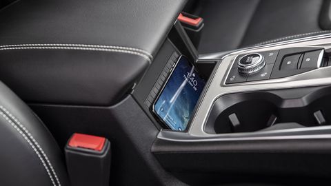 The 2020 Ford Explorer ST's interior sports micro-perforated leather seats with city silver accent stitch and stitched ST logo, a flat bottomed steering wheel and a standard 12.3-inch digital gauge cluster.
