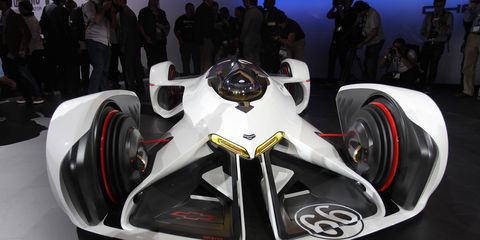 The Chaparral 2X VGT concept debuted at the LA Auto Show ahead of its virtual debut in the Gran Turismo 6 racing video game.