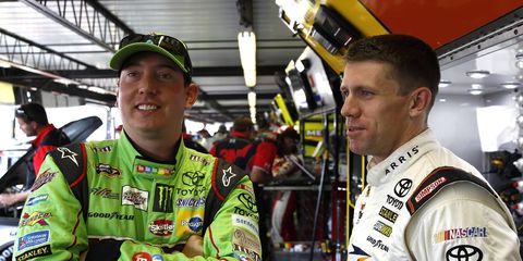 Although Matt Keneseth will be suspended for the next two races, Kyle Busch and Carl Edwards are still trying to win a NASCAR title for Joe Gibbs Racing.
