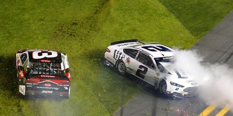 Brad Keselowski, shown getting into a wreck during the Sprint Unlimited, hasn't gained much respect in the garage from his fellow drivers.