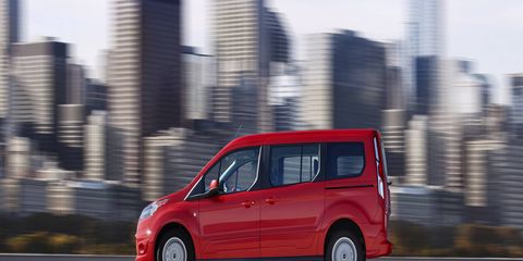 The 2014 Ford Transit Connect Titanium Wagon LWB comes in at a base price of $28,005 with our tester topping off at $32,145.