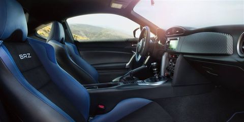 The 2015 Subaru BRZ Series.Blue Edition has a cool, no-nonsense interior.