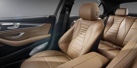 The interior of the 2017 Mercedes-Benz E-Class is stuffed with luxurious amenities but isn't as posh as the S-Class -- in a good way.