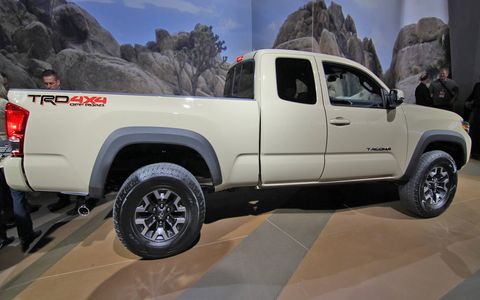 An up-close look at the redesigned 2016 Toyota Tacoma pickup from the floor of the 2015 Detroit auto show, where it made its world debut.