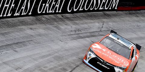 Kyle Busch practices for Friday night's NASCAR Xfinity Series race at Bristol Motor Speedway.
