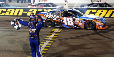 Kyle Busch celebrates his 10tth NASCAR Xfinity Series victory of 2016 on Saturday at Phoenix.