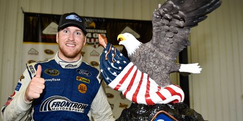 Chris Buescher won his first NASCAR Sprint Cup Series race on Monday at Pocono Raceway.
