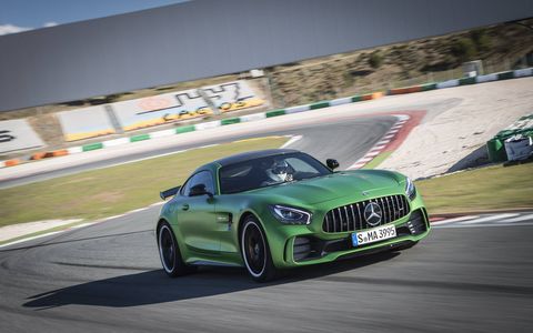 The Mercedes AMG GT R supercar in the aptly named hue Green Hell