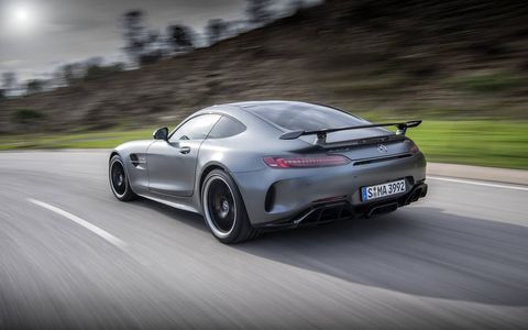The Mercedes AMG GT R supercar in Selenite Gray Magno