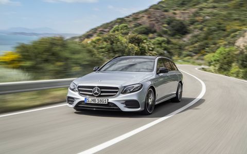 The 2017 E400 4Matic Wagon arrives here next spring, powered by Benz’s 3.0-liter twin-turbo V6 producing 329 hp and 354 lb-ft of torque.