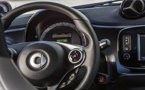 The Smart Fortwo Electric Drive's interior is similar to the standard Fortwo.