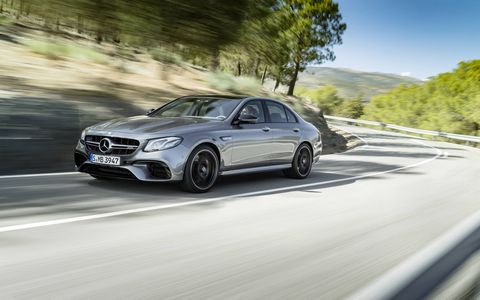 The 2018 Mercedes-AMG E63 S sedan, which will arrive in the United States next year, comes equipped with a twin-turbocharged 4.0-liter V8 producing 603 hp.