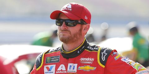 Dale Earnhardt Jr. will start at the rear on Sunday at Auto Club Speedway thanks to a cut tire discovered before the race.