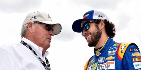 Team owner Rick Hendrick and Chase Elliott are hoping for a strong race at Bristol.