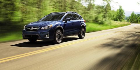 The 2017 Subaru Crosstrek has a tall ride height and comes standard with all-wheel drive.