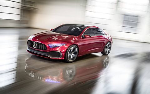 The Concept A follows Mercedes recent concepts with its red hue and Panamericana-style grille.