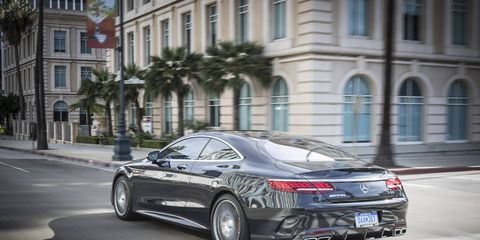 The Mercedes-Benz AMG S63 rockets to 60 mph from a stop because of its 4.0-liter twin-turbocharged V8, nine-speed MCT automatic and an all-wheel-drive system.