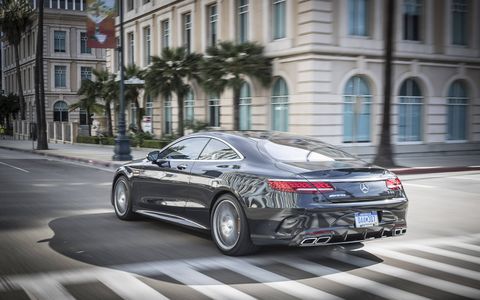 The Mercedes-Benz AMG S63 rockets to 60 mph from a stop because of its 4.0-liter twin-turbocharged V8, nine-speed MCT automatic and an all-wheel-drive system.