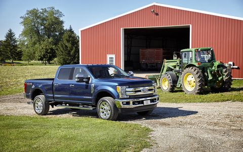 The 2017 Ford F-250 Super Duty comes with 925 lb-ft. of torque, a 7,630-pound payload and 32,500 pounds of gooseneck towing capacity.