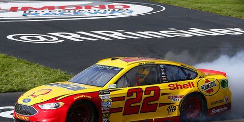 It took Joey Logano all afternoon to drive from the back of the field to the front in Sunday’s Toyota Owners 400 at Richmond International Raceway, but he did, and won.