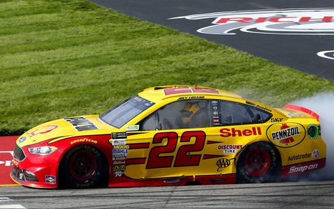 It took Joey Logano all afternoon to drive from the back of the field to the front in Sunday’s Toyota Owners 400 at Richmond International Raceway, but he did, and won.