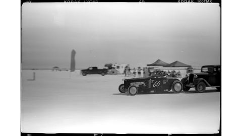 The Fast Four Special Dodge went 108.006 mph on this run. Photographed with 1916 Gauthier camera, Kodak T-Max 100 film.