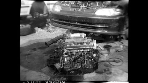 Someone pulled this Honda B16 VTEC engine, then left it on the ground.