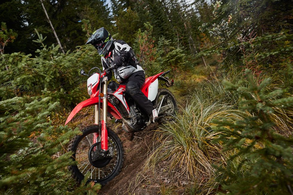 The Honda CRF450L is a dirt bike with a headlight that can go on