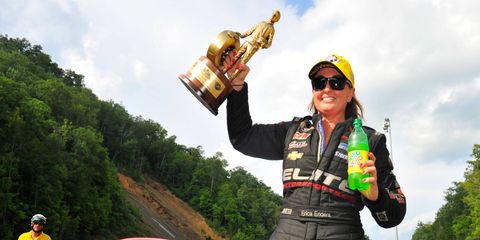 Erica Enders leads the NHRA points standings after her win last week at Bristol Dragway.