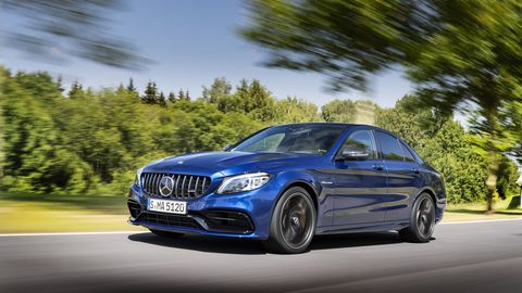 The Mercedes-AMG C 63 sedan has all the attributes of the C 63 Coupe, plus more room in the back. All AMG C 63s get the Speedshift 9-speed transmission and electronically controlled rear-axle differential, along with a mid-cycle facelift front and rear.