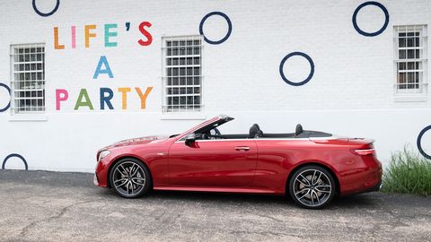 The 2019 Mercedes-AMG E 53 Cabriolet gets the company's new twin-turbo I6 making 429 hp with a nine-speed automatic.