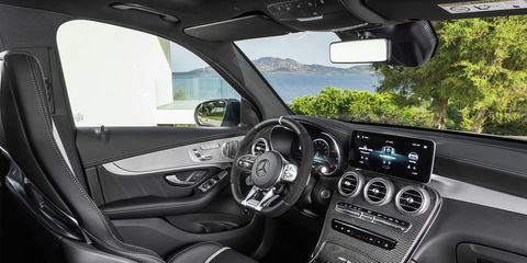The Mercedes-AMG GLC 63 crossover's interior gets some noted improvements -- such as the updated infotainment MBUX infotainment system.
