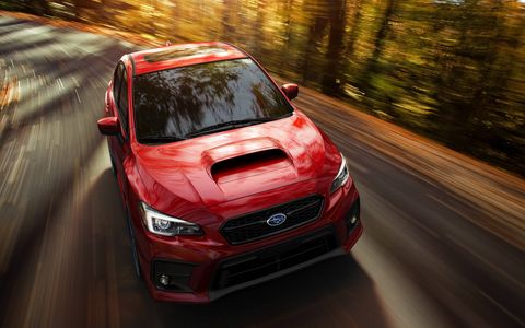 The 2018 Subaru WRX has a 268 hp boxer four-cylinder engine and offers Recaro seats as an option for 2018.