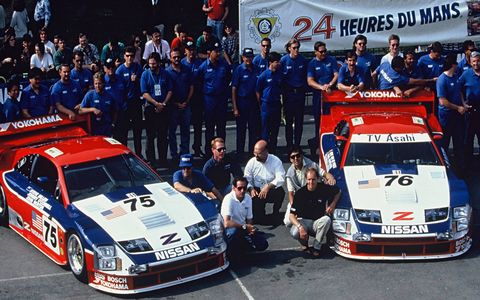 The Cunningham Racing team poses before the 24 Hours of Le Mans, 1994.