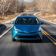 For 2019, the Toyota Prius gains optional all-wheel drive. Dubbed AWD-e, the system adds an electric motor that powers the rear wheels from 0 to 6 mph, and then up to 43 mph as needed.