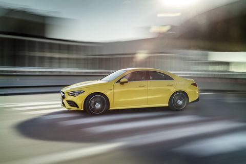The 2020 Mercedes-AMG CLA35 is equipped with a 302-hp turbocharged 2.0-liter inline four sending power to all four wheels through a seven-speed dual-clutch transmission. It’s expected to do 0-60 mph in 4.6 seconds. The interior is loaded with technology, including the Mercedes-Benz MBUX digital assistant.