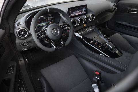 A look inside the 2020 Mercedes AMG GT R Pro, citizens of the U.S. kindly ignore the roll cage and four-point belts