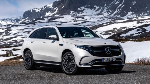 Combined output of the 2020 Mercedes-Benz EQC 400 is 402 hp and 561 lb ft, good enough for a 4.9-second 0-60 mph sprint.