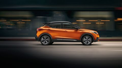 The 2019 Nissan Kicks comes with a 1.6-liter I4 and a continuously variable transmission.
