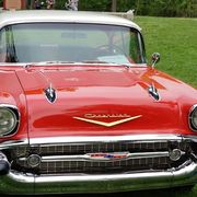 Land vehicle, Vehicle, Car, Motor vehicle, Classic car, Classic, Coupé, Sedan, Antique car, 1957 chevrolet, 