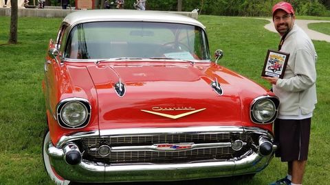 Land vehicle, Vehicle, Car, Motor vehicle, Classic car, Classic, Coupé, Sedan, Antique car, 1957 chevrolet, 