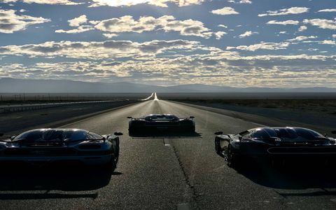 The Koenigsegg Agera RS in the middle of the Nevada desert to attempt a record breaking top speed run