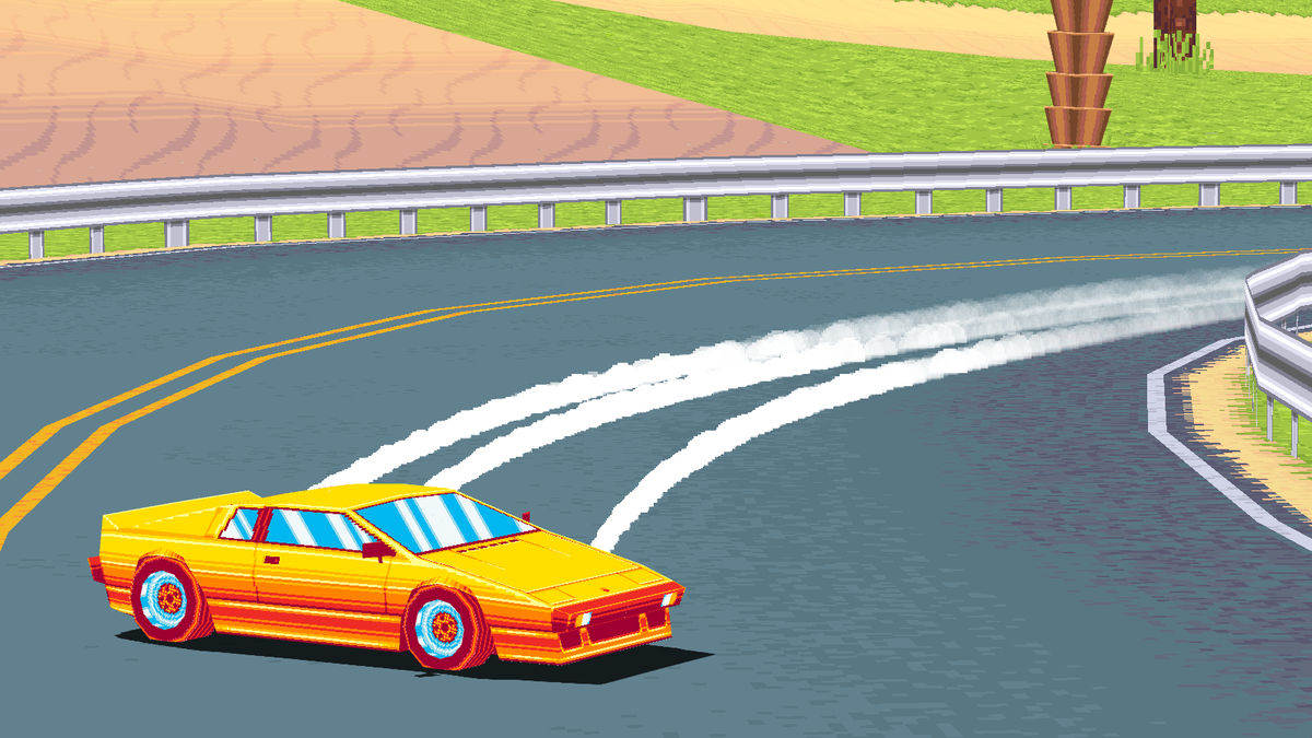 Neon Painted Race Car Drifting Inside Race Track GIF