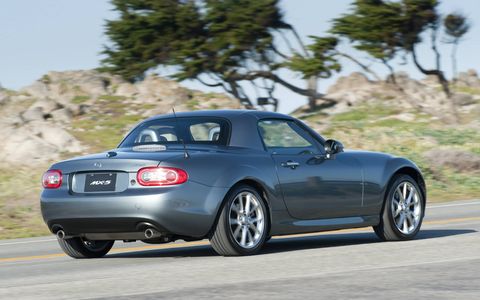 Opting for the suspension pack adds Bilstein shocks a limited slip differential to the 2014 Mazda MX-5 Miata Grand Touring PRHT.